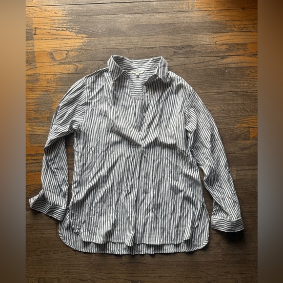 Max Studio London Striped
Button-Up Tunic Shirt - Size M casual shirt summer - Picture 1 of 4